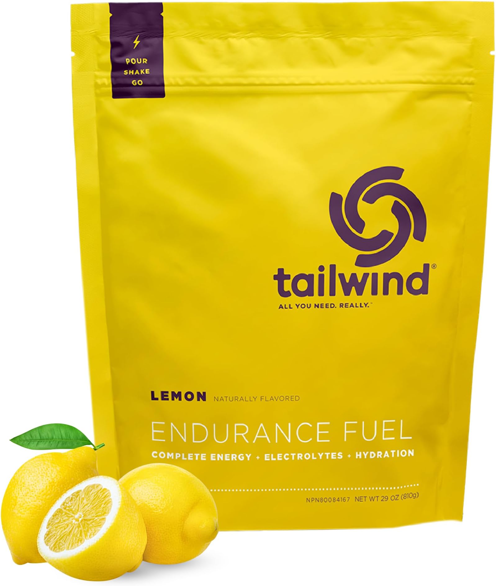Endurance Fuel, Carbohydrate & Electrolyte Sports Drink Mix Powder, Gluten-Free, Vegan, Lemon, 30 Servings