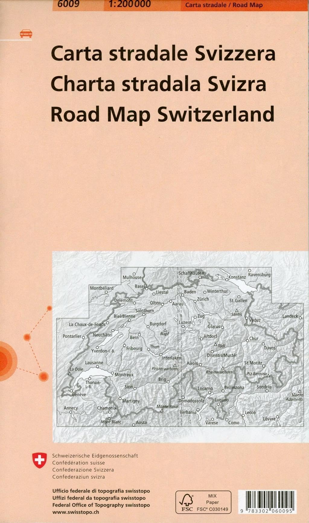 6009 CARTE NATIONALE SUISSE N 5 2026/2027: Carte routiere Suisse Carta stradale Svizzera. Charta stradale Svizra. Road Map Switzerland