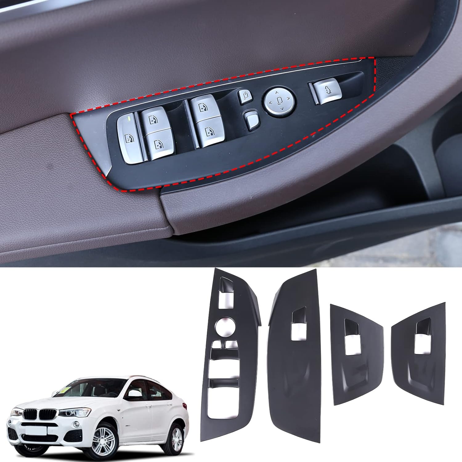 HAPPYHORSE Car Window Lift Switch Button Cover Trim for BMW X3 X4 G01 G02 2018 2019 2020 fit Left Hand Drive (Matte Black)