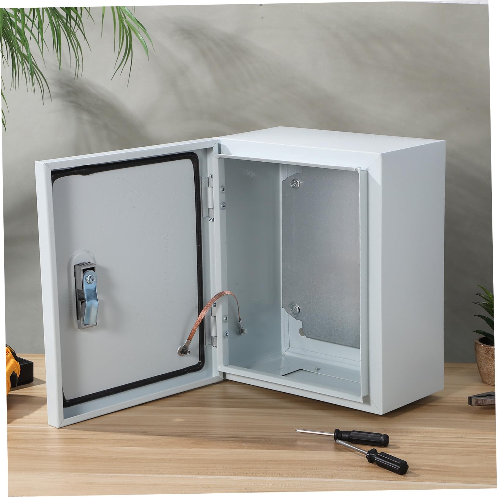 Baluue Elektroverteilerkasten Metall Spritzwassergeschützt 250x300x140mm Wetterfester Außenschaltschrank ohne Griff für Hausinstallation und Stromverteilung