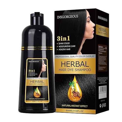 Champú de tinte para el cabello castaño oscuro, champú instantáneo Gary, champú para teñir el cabello, champú para mujeres y hombres, 3 en 1-100%