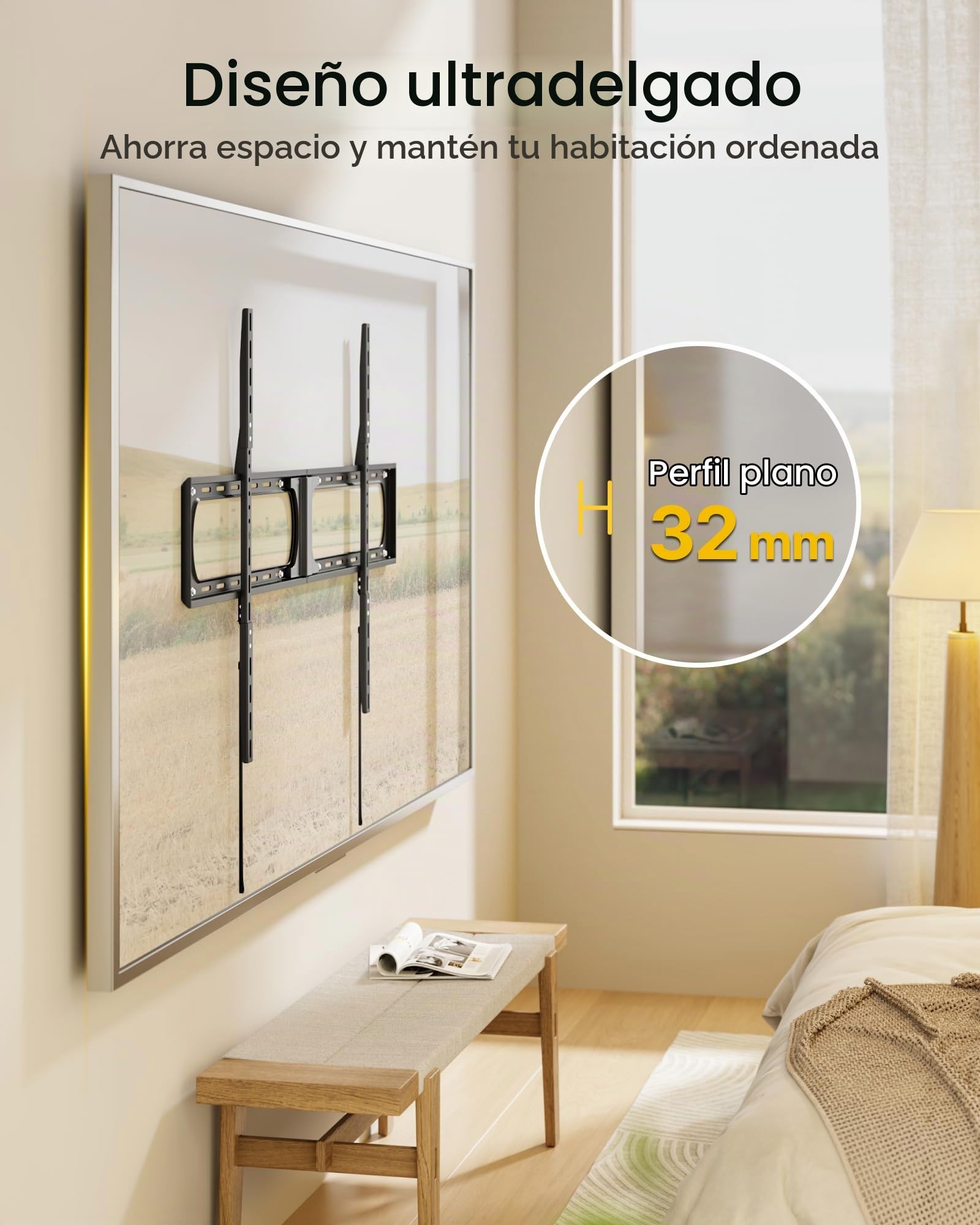 monTEK Soporte TV Pared Ultra Delgado 37-140 Pulgadas
