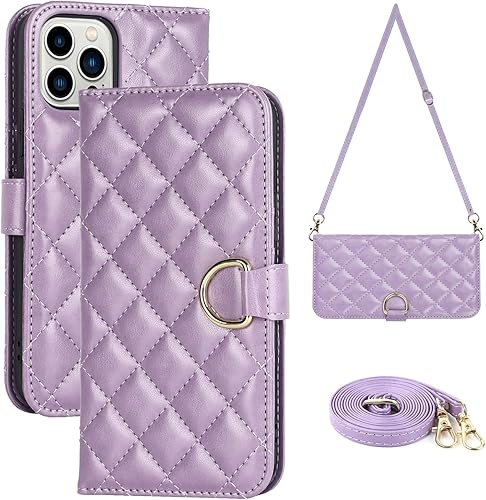Havaya Funda cruzada para iPhone 15 Pro Max con correa para mujer, iPhone 15 Pro Max, funda tipo cartera con tarjetero y tapa de cuero con