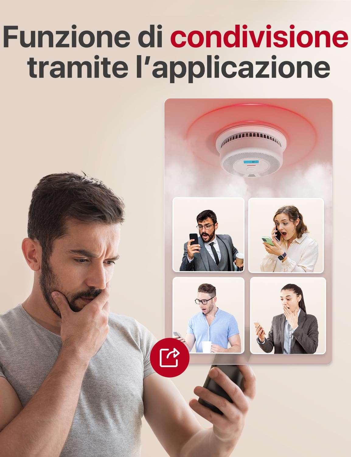 X-Sense Wi-Fi Rilevatore di fumo e monossido di carbonio, allarme con batteria sostituibile, sensore combinato compatibile con X-Sense Home Security APP, EN 14604 e EN 50291 conformi, SC07-WX, 1 Pezzo