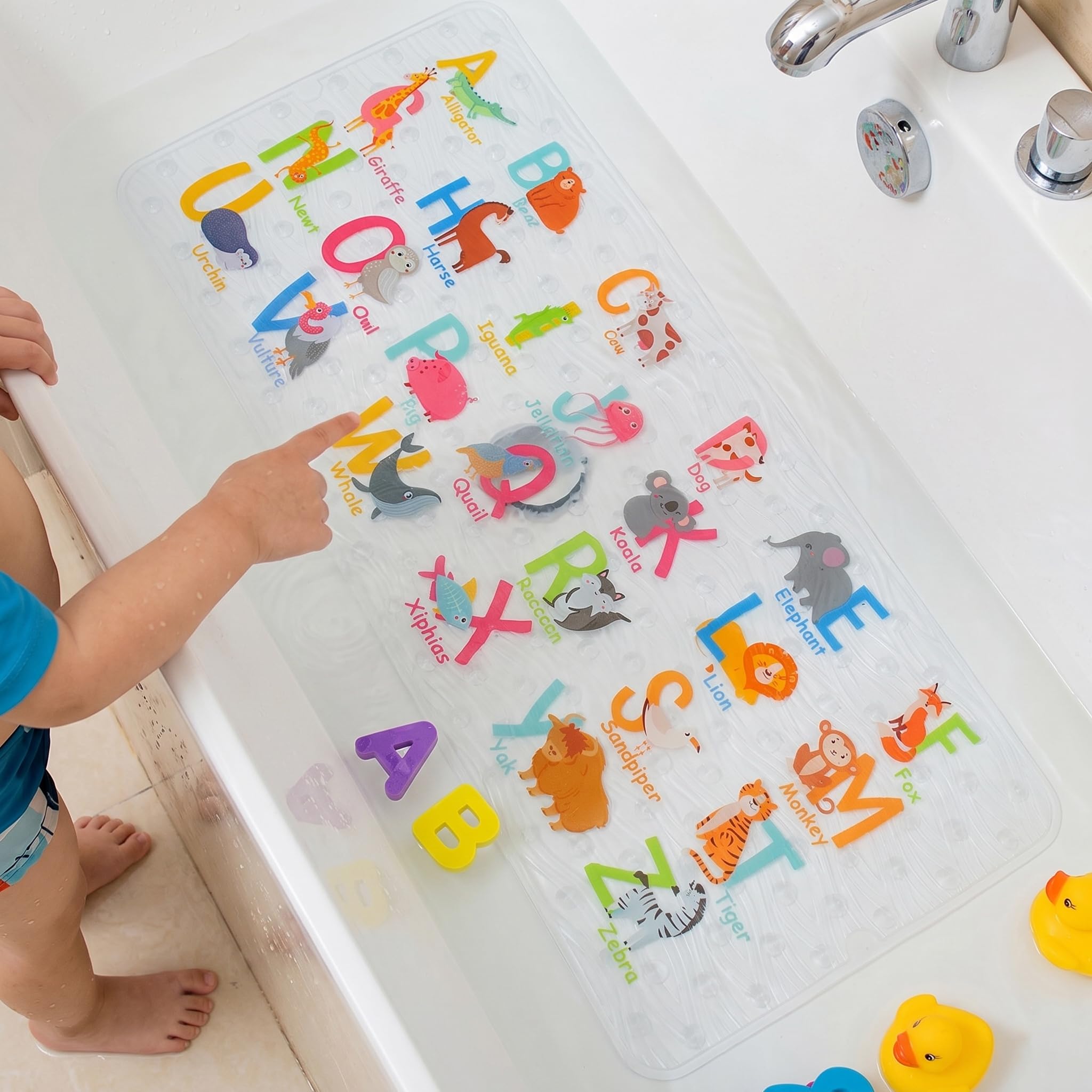 Beehomee Alphabet Bath Mats For Tub - Large Cartoon Non-Slip Bathroom Bathtub Matanti-Slip Shower Mats For Floor 89 X 38 Cm Machine Washable Xl Size Bathroom Mats ( Dwzm)