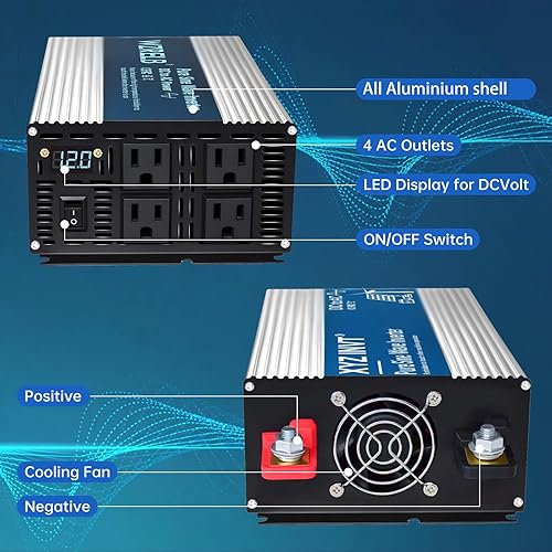 Miniatura 3 de Inversor de potencia de onda sinusoidal pura, CC a CA, 1000W, 1500W, 2000W, 2500W, 3000W