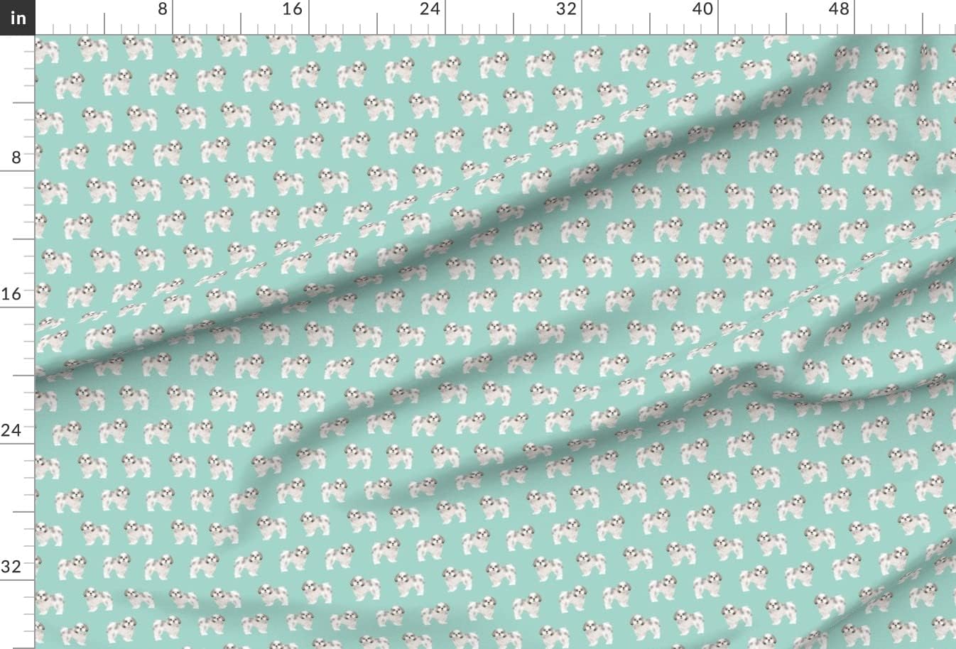 Spoonflower Fabric - Tzu Mint Cute Dog Print Sweet Toy Breed Dogs Printed on Minky Fabric by The Yard - Sewing Baby Blankets Quilt Backing Plush