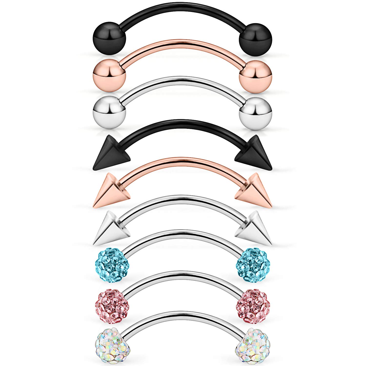 Lcolyoli Bauchnabelpiercing aus Chirurgenstahl, 20 g, für Damen und Herren, 10 mm, 9–12 Stück, Metall Kristall, Zirkonia