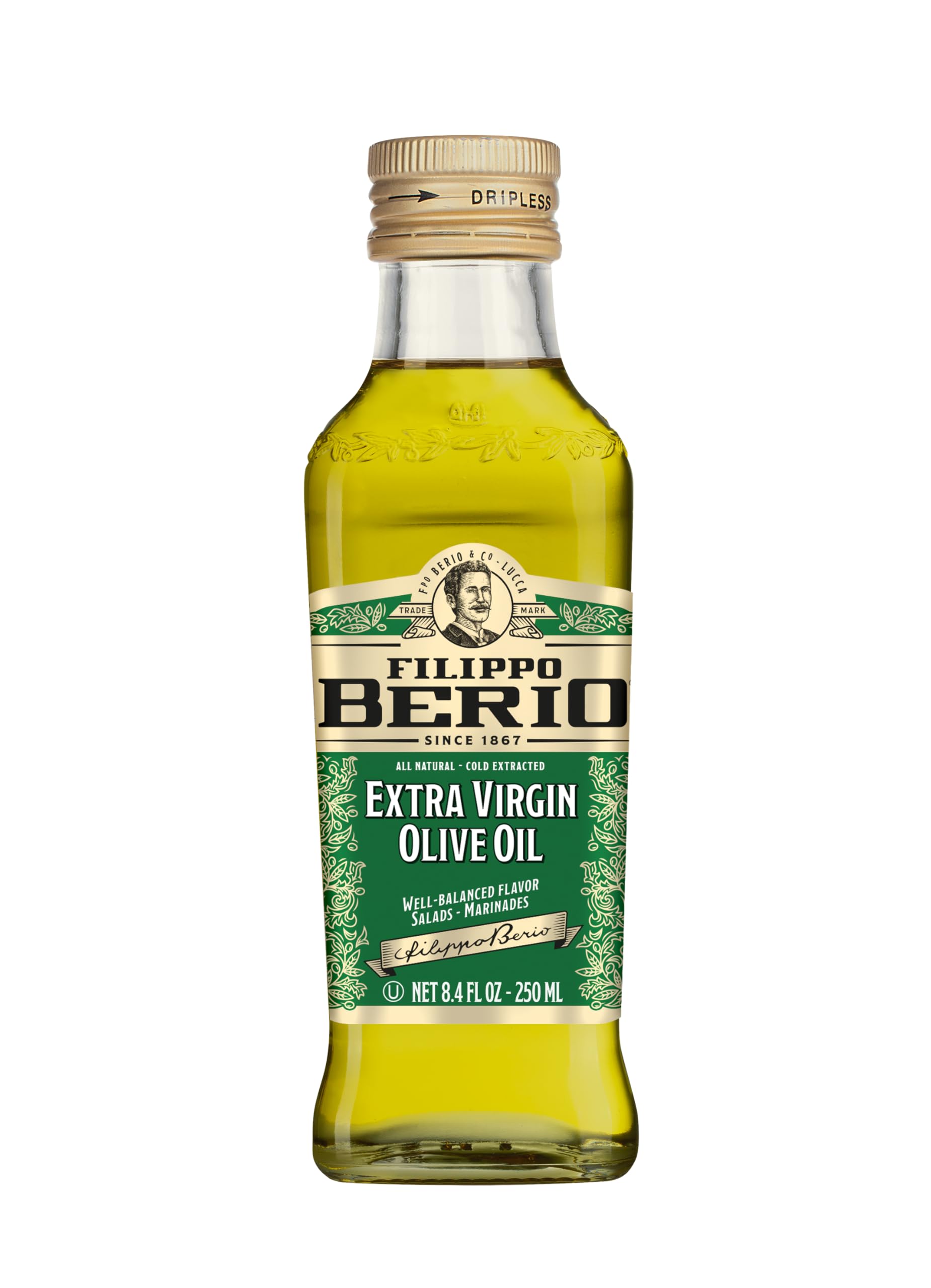 Filippo Berio Extra Virgin Olive Oil, 8.4 Ounce Glass Bottle, Contains Polyphenols