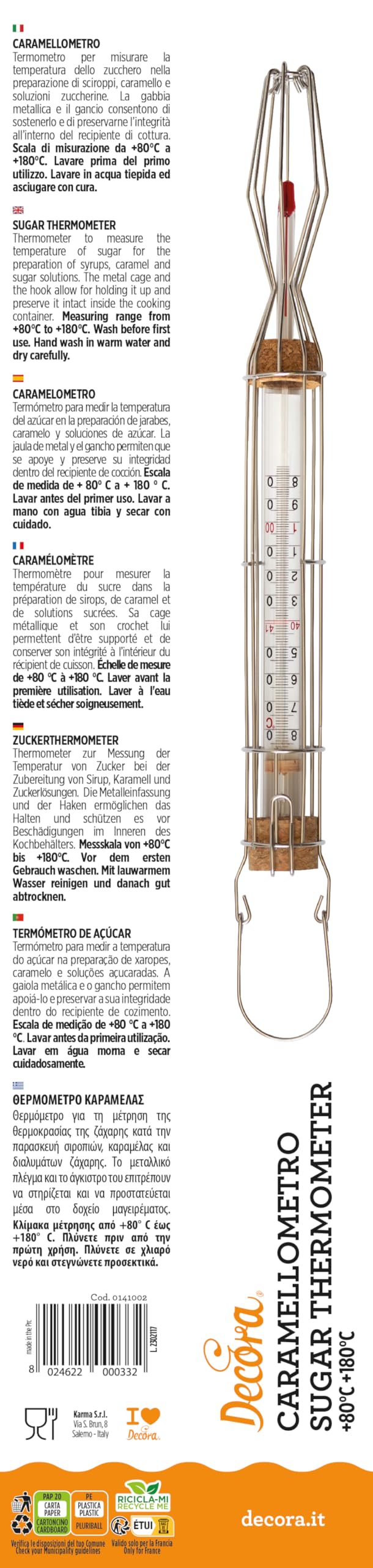 Termometro Per Zucchero Decora | Caramellometro 80-180°C - Per Sciroppi E Caramello - Foto 8