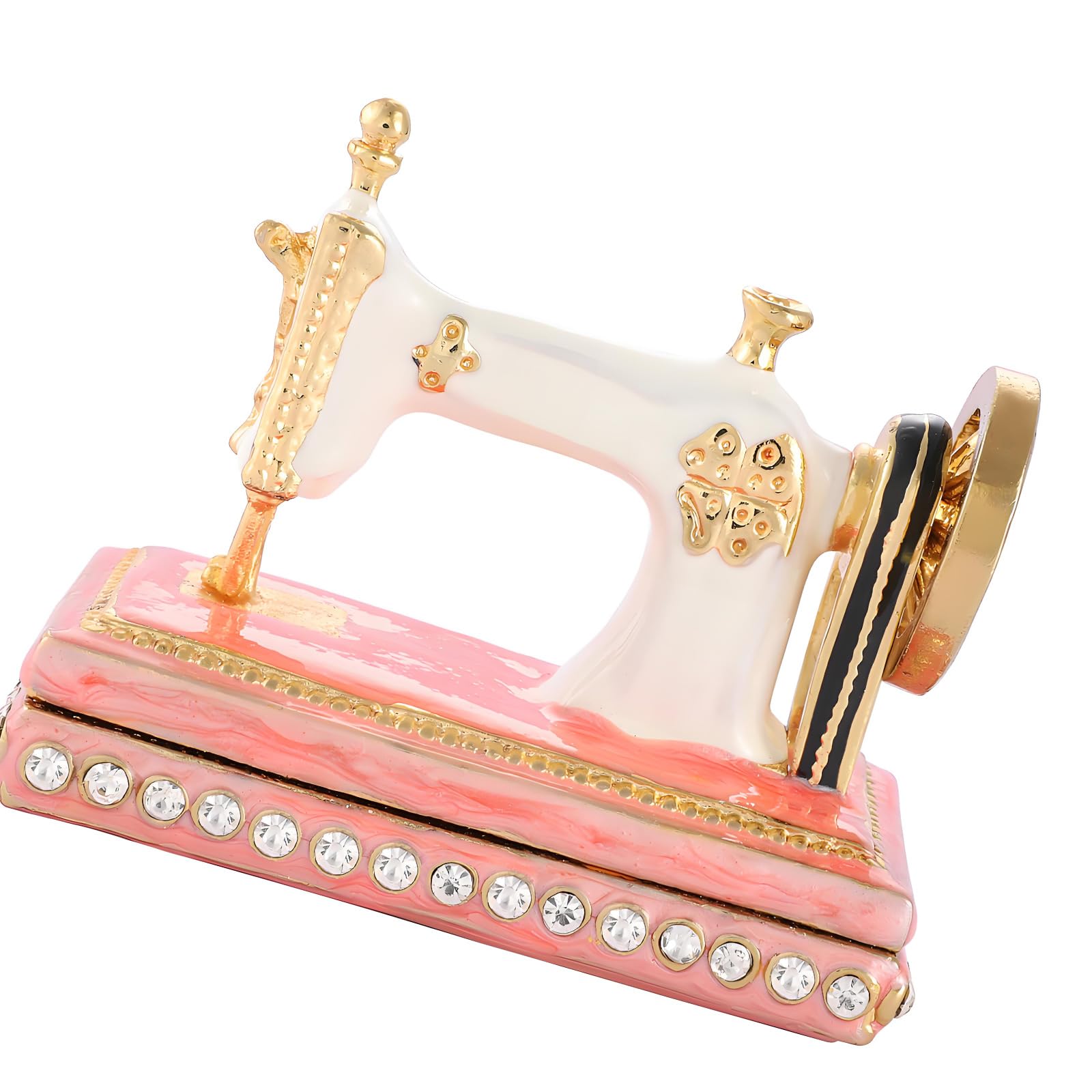 Shntig A Jewelry Organizer Box Painted Metal Sewing Machine Shape For Dresser Vanity Desktop Storage Nd Display Decor Sewing Machine Trinket Case Painted Metal Jewelry Holder Vanity Dresser Organizer Small