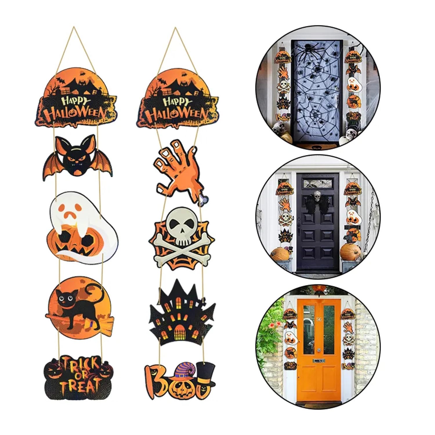 Lukione [1 Pair 2 pcs] Halloween Door Decoration Banners Set,Front Yard Halloween Door Signs - Porch Banners Sign Duo Set,Hanging Banner for Front Door Garden Yard (Banners)