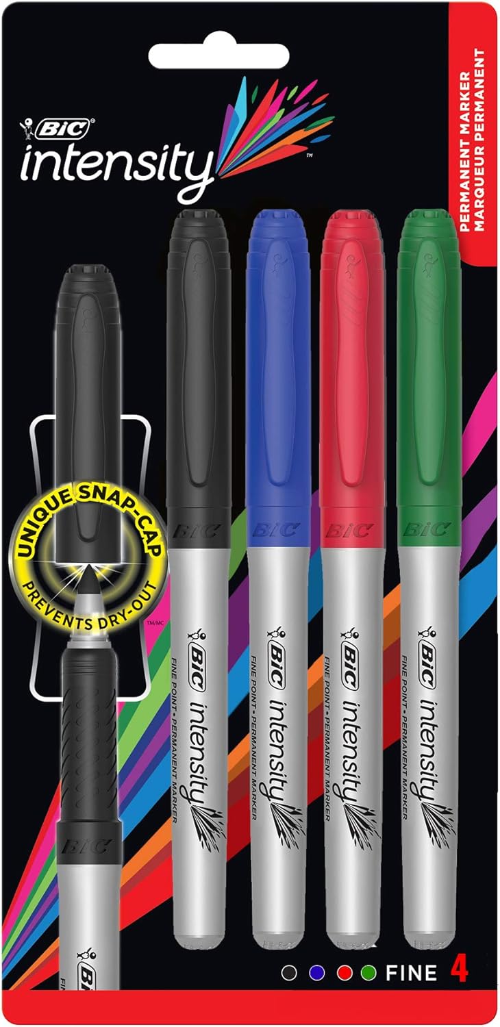 BIC 972867 Intensity Permanent Fine Point Markers Pack of 4 Office