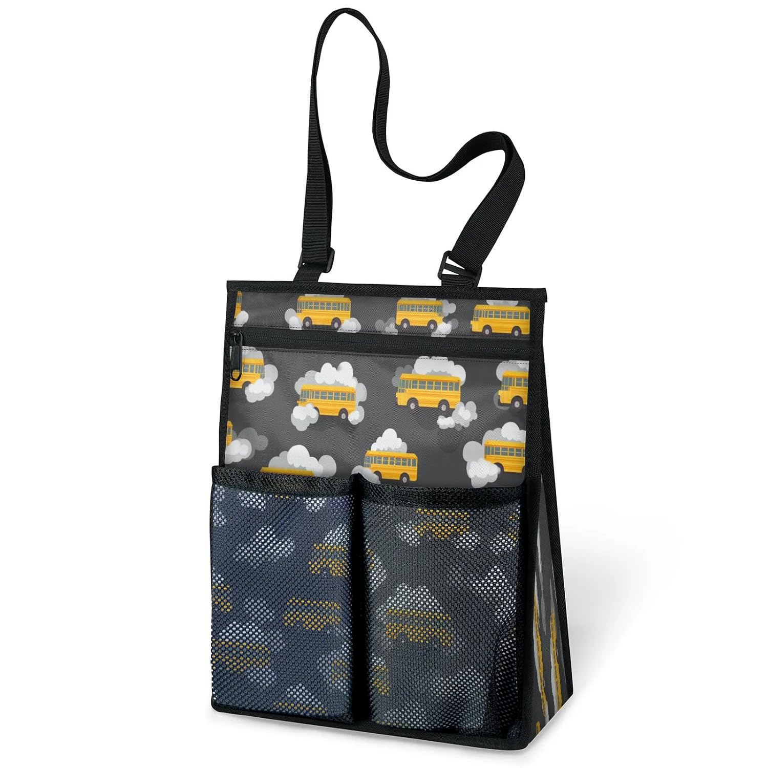 Ourtheme Yellow Buses Car Portable Shower Bag for Travel Gym Camp Beach Tote Shower Caddy Bags Hanging Toiletry