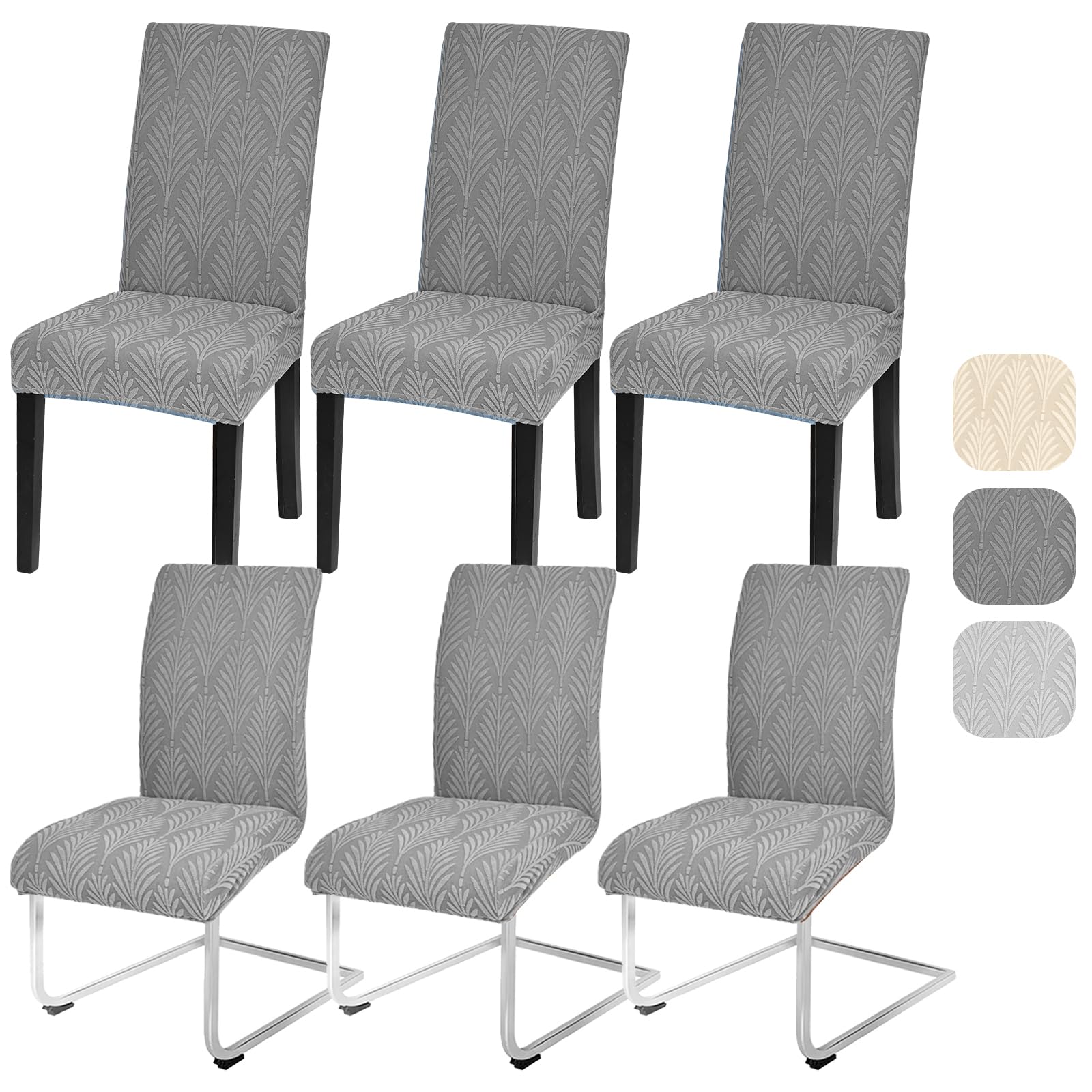Alishomtll Dining Chair Covers Set of 6 Stretch Chair Slipcovers Universal for Swing Chair Jacquard Removable Washable Dining Room Chair Protector for Banquet Wedding Ceremony (Dark Grey, 6 pcs)