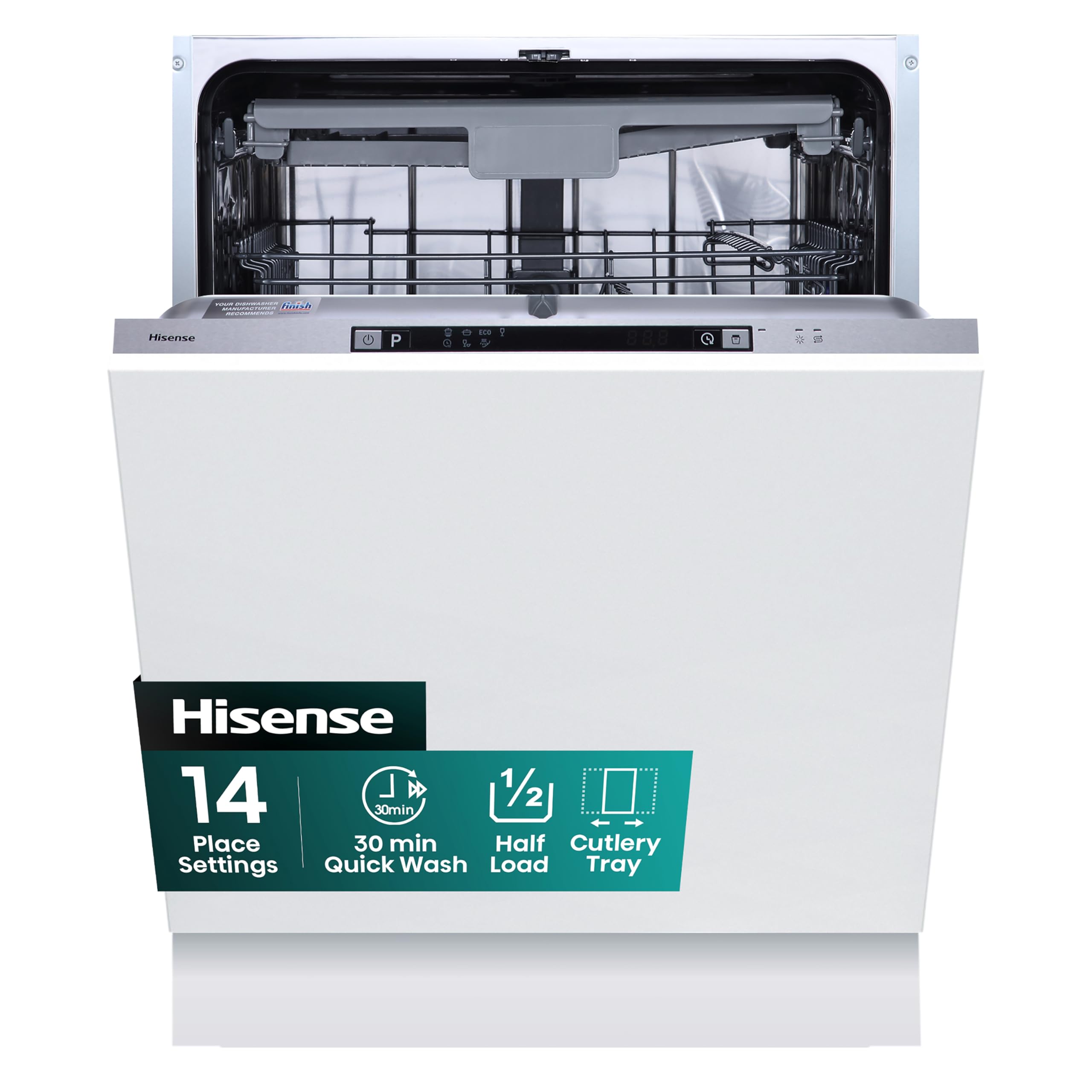 Hisense Fully Integrated Standard Dishwasher - Silver with Fixed Door Fixing Kit HV623D15UK - D Rated
