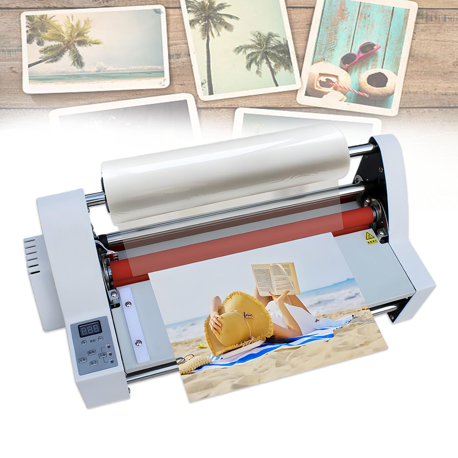 350mm Maquina Laminadora De Escritorio Laminador Película Eléctrica Plastificadora Máquina Laminadora Térmica En Frío De Doble Cara Pantalla Digital,para Comercial En Oficina Escuela