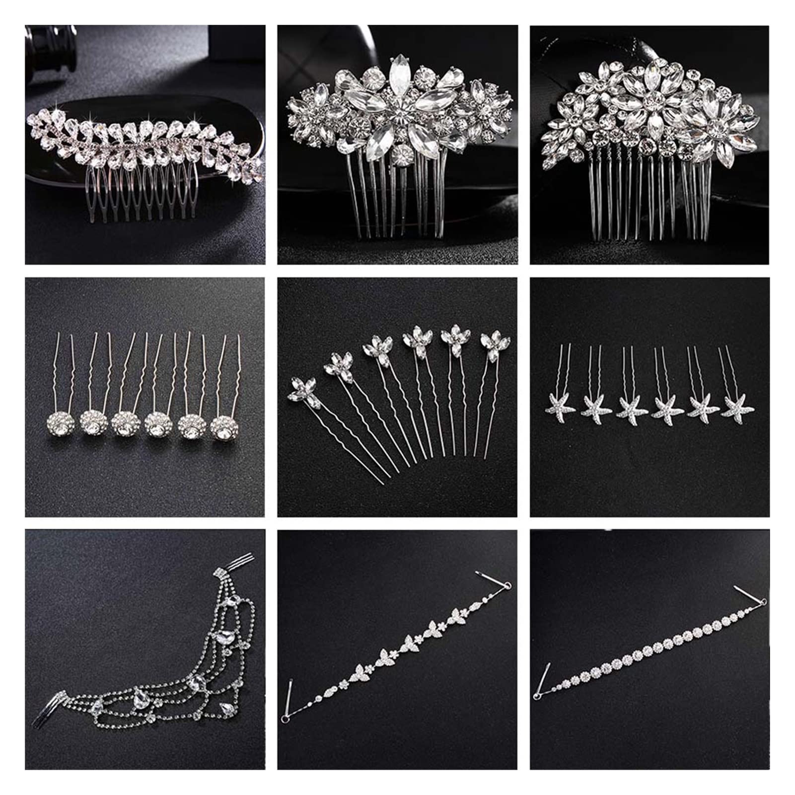 Yheakne Strass Bruids Haar Clip Baret Goud Kristal Bruiloft