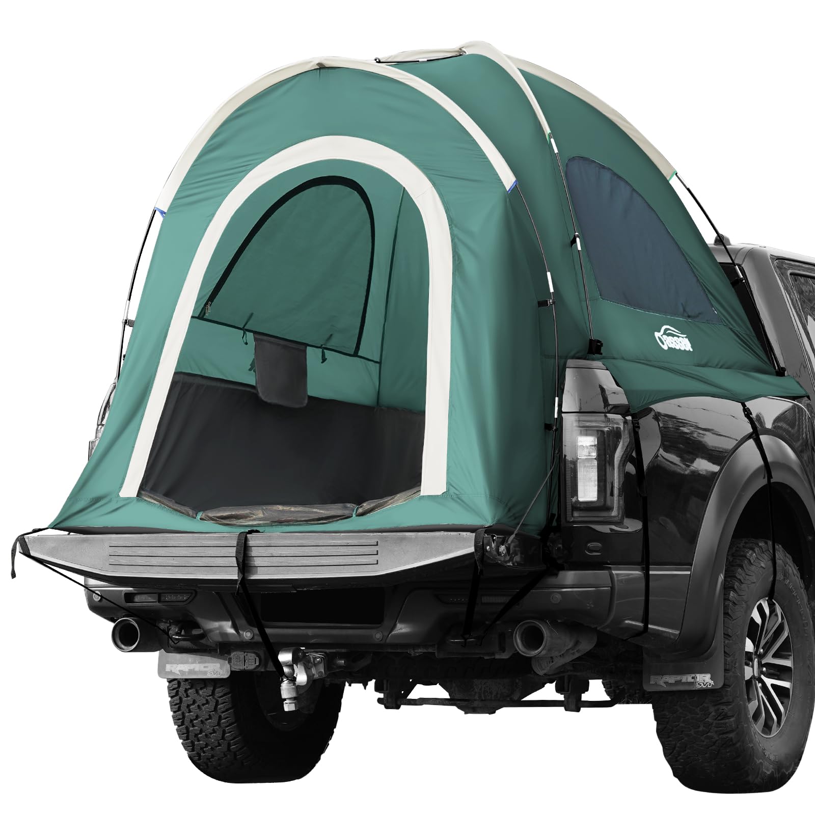 Oasser Pickup Truck Tent Truck Bed Tent for Camping Waterproof PU2000mm Rainfly Fit 5.5'-6' Bed, Spacious Space Double Layer for 2 Person, with Carrry Bag, Spare Fiberglass Pole Car Camping Green