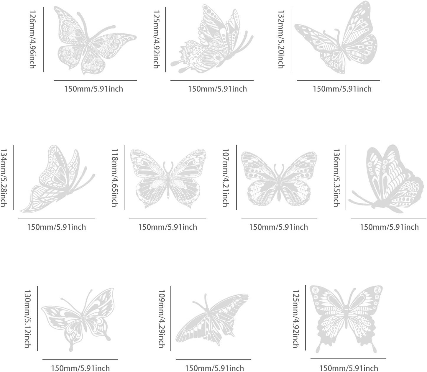 Large Size Butterfly Anti-Collision Window Clings Translucent/Dusted Alert Bird Clings Stickers Window Decals Prevent Bird Strikes on Doors and Windows Glass Decor (20 Pieces)
