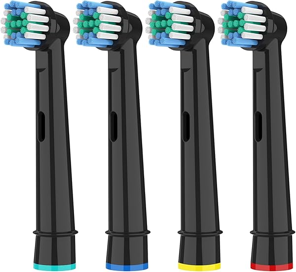 HSYTEK 4er Aufsteckbürsten Kompatibel mit OralB Zahnbürste Elektrische, Aufsätze für OralB Vitality Pro, Genius X, Pro Series 3 Plus, Pro 3, Precision Ersatzbürsten Zahnbürstenköpfe, Schwarz