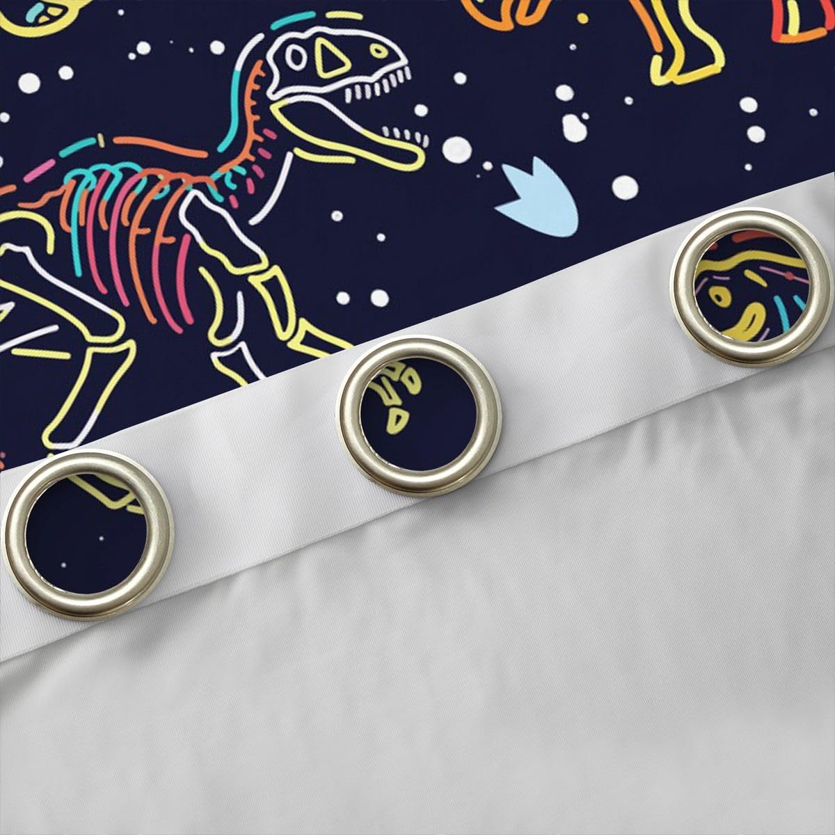 Homewish Rideau Occultant 117x183 cm Dinosaur,Rideau Ancient Animal,Rideaux Voilage Enfants Adolescents Mignon Neon Dinosaur,Voilage Fenetre Fluorescence Gradation pour Chambre Salon