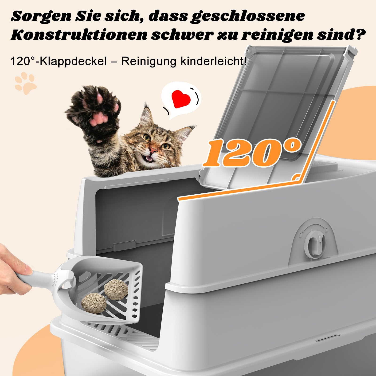 FURTIME Katzenklo Edelstahl mit Deckel, Katzentoilette Edelstahl mit Deckel Große XL, Geschlossene Metall Katzenklo Hoher Rand und 100% Auslaufsicherheit mit Matte und Müllbehälter-Set
