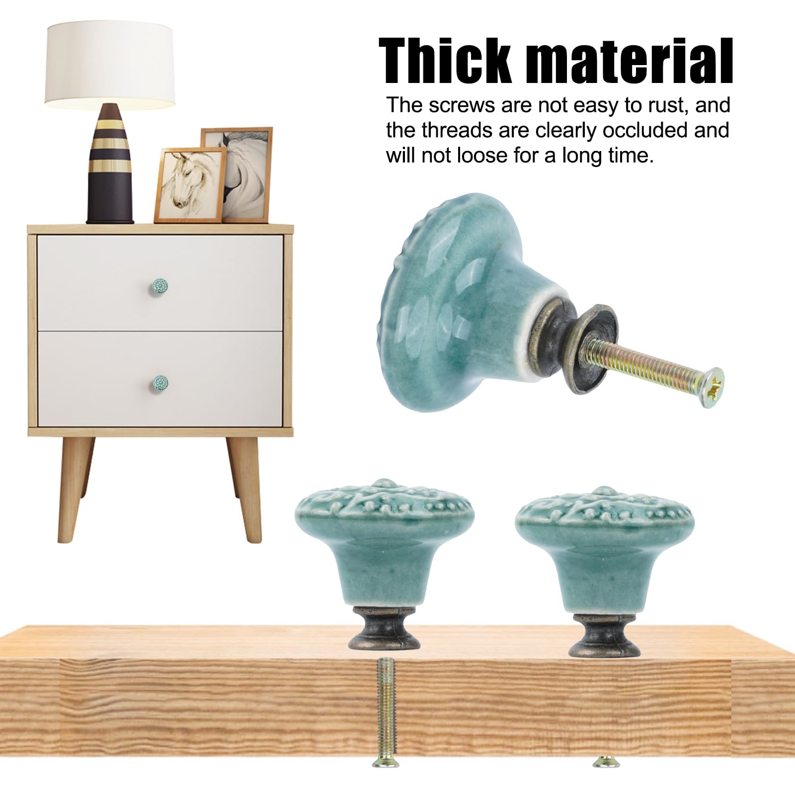 4 Pomelli In Ceramica Floreali Vintage - Verde | Per Cassetti E Armadi Con Viti Incluse - Foto 5