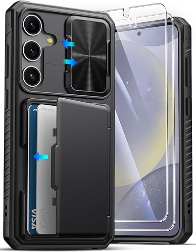 Miniatura 24 de ATATOO Funda para Samsung Galaxy S24 FE con tarjetero (almacena 4-5 tarjetas) [bloqueo RFID] y cubierta de cámara deslizante, protección de grado