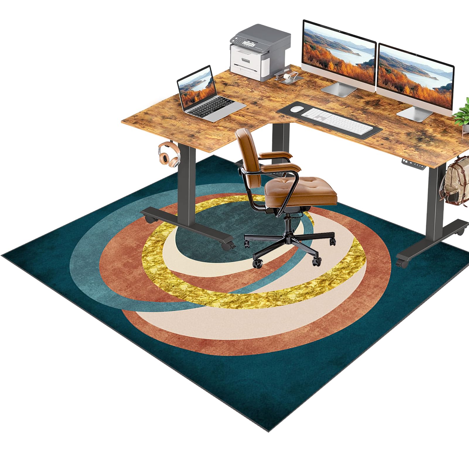 RxiBeFuw Office Chair Mat for Hard Floor 180 x 200 cm, Gaming Chair Mat, Low Pile Desk Chair Mat, Non Slip Carpet Protector Chair Mat for Office, Multi-Purpose Floor Protector for Rolling Chair