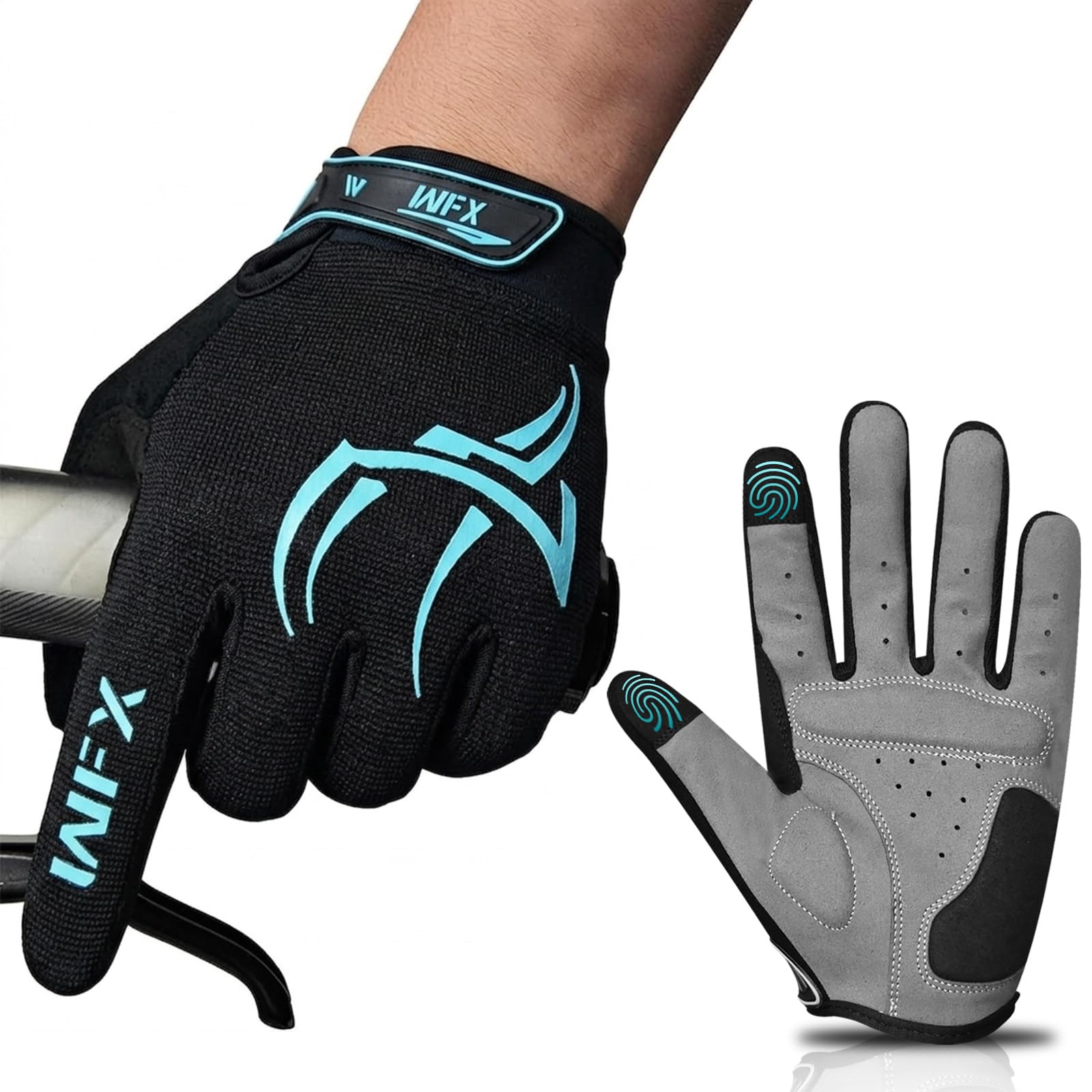 Guantes de ciclismo de dedo completo con pantalla táctil para MTB, carretera, BMX y motocicleta, acolchados antideslizantes transpirables