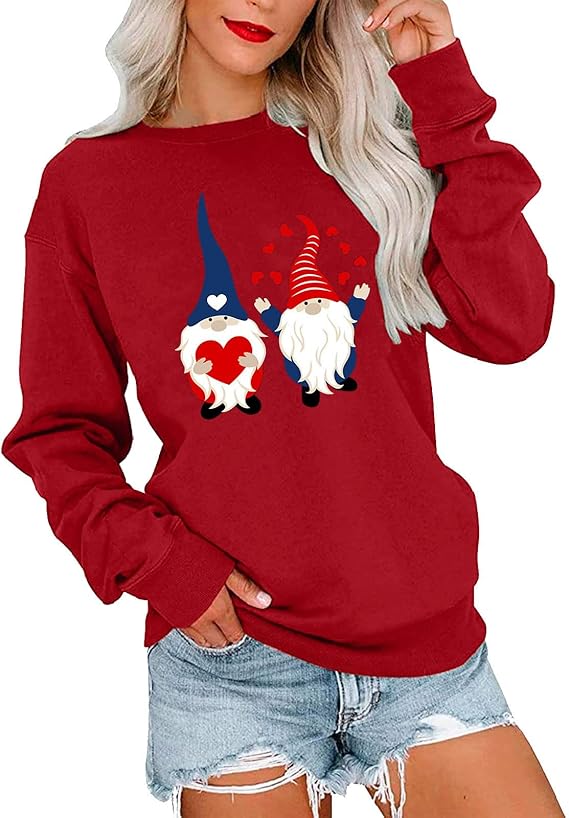 Mumuj Damen Leicht Kapuzenpullover Frauen Oversize Valentinstag Print