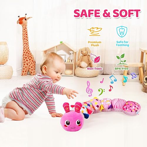 Miniatura 5 de KMUYSL Juguetes para bebés de 0-6 y 6-12 meses, juguete musical sensorial con animal de peluche para 0 1 2 3 4 5 6+ meses, juguete de peluche con