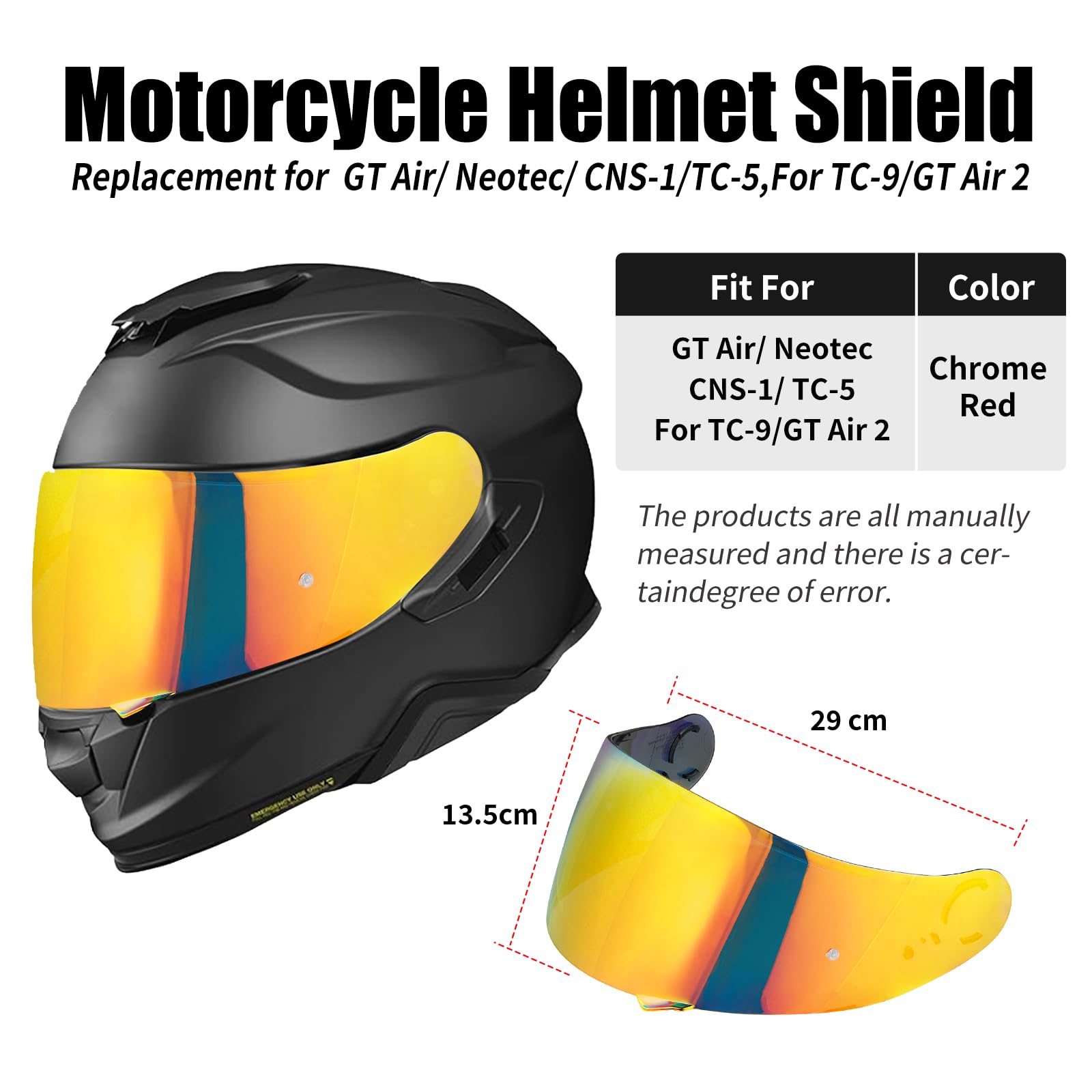 VCOROS Visera Casco Moto para GT Air Neotec CNS-1 TC-5 TC-9 GT Air 2 | Lente de Casco de Protección contra el Viento para Motocicleta,Reemplazo de Accesorios para Casco de Moto Casco Moto