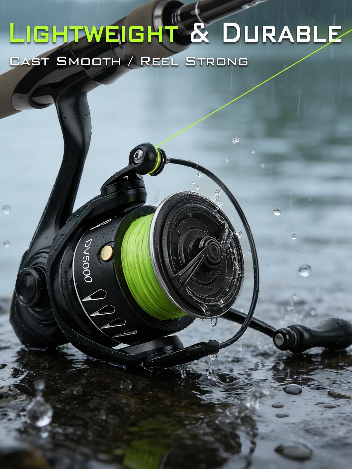 Lightweight Spinning Fishing Reel, Sealed Carbon Fiber Up to 18 LBs Max Drag, 5+1BB for Saltwater&Freshwater, 5.2:1 Gear Ratio,CNC Aluminum Spool,1000 Perfect for Ice Fishing, 2000, 3000, 4000 Series - 3