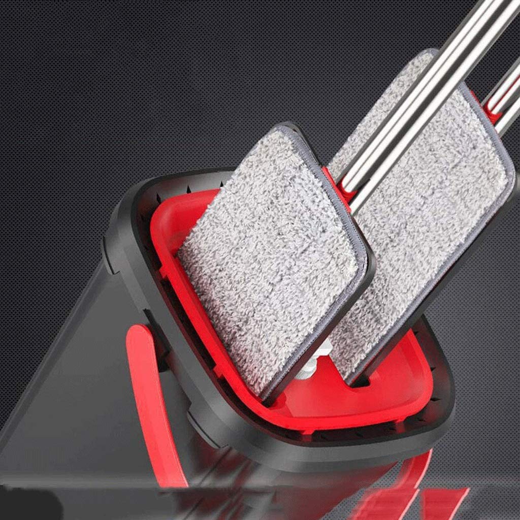 RajoNN Juego de fregona y Cubo Plano con Almohadillas de Microfibra para Cocina, baño, para Suelos de Madera, Azulejos, Polvo