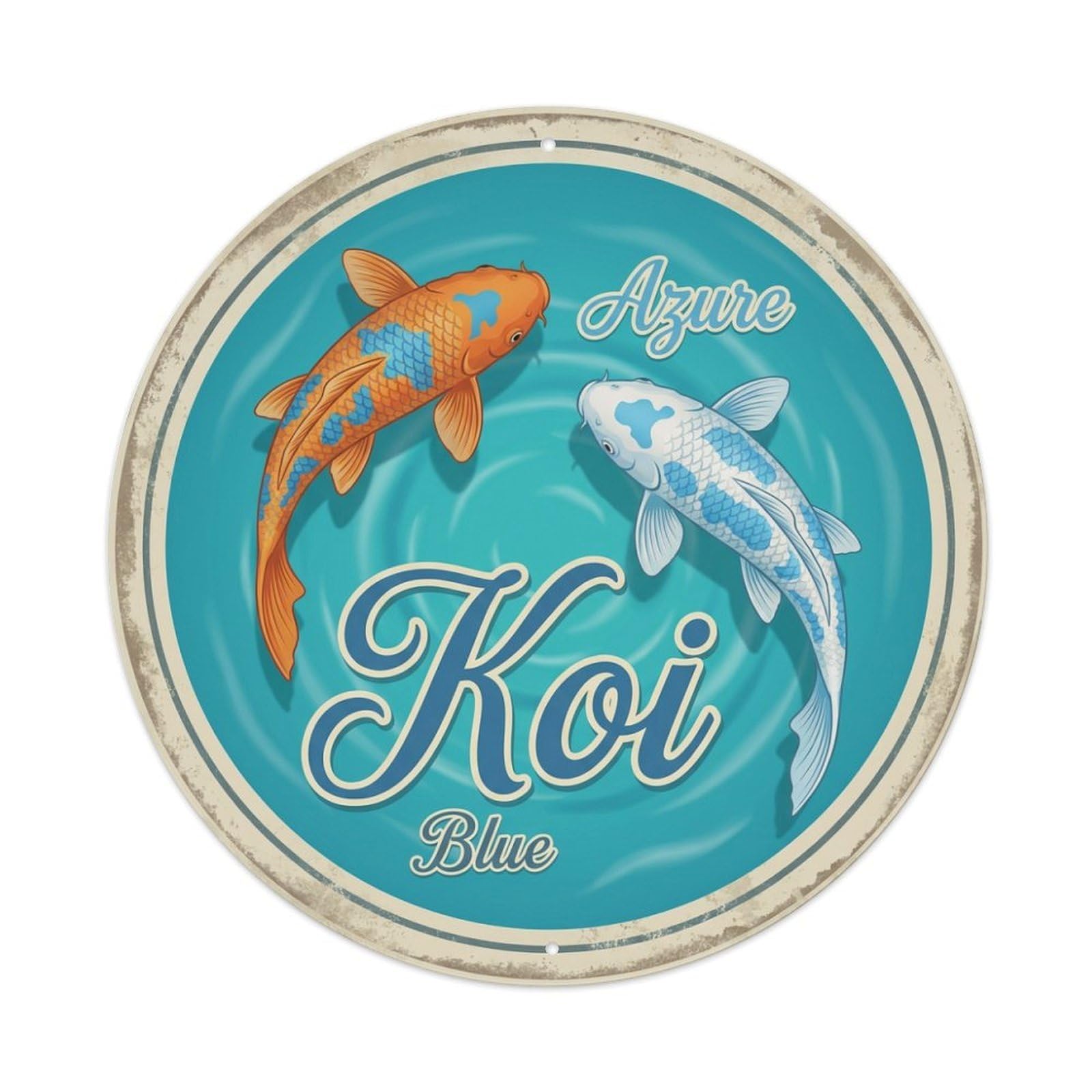Koi Fish Azure Blue Waters Sky Clear Bright Serene Metal Tin Sign