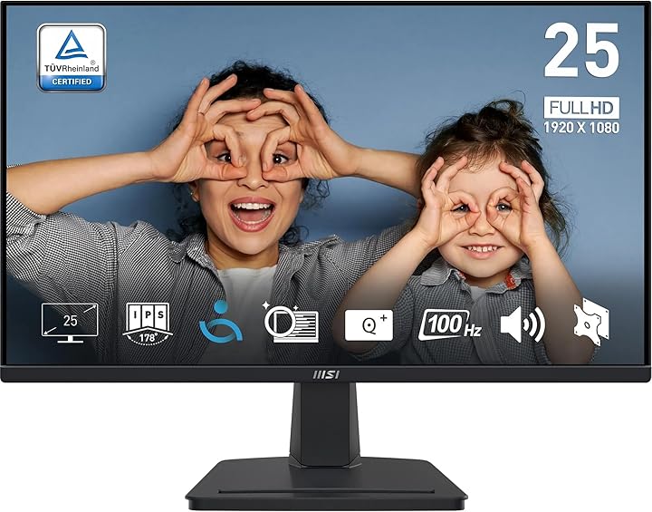 MSI 25" PRO MP251 Kurumsal Monitör, Flat, FHD, IPS, 100Hz, 1ms, Anti-Glare, Siyah
