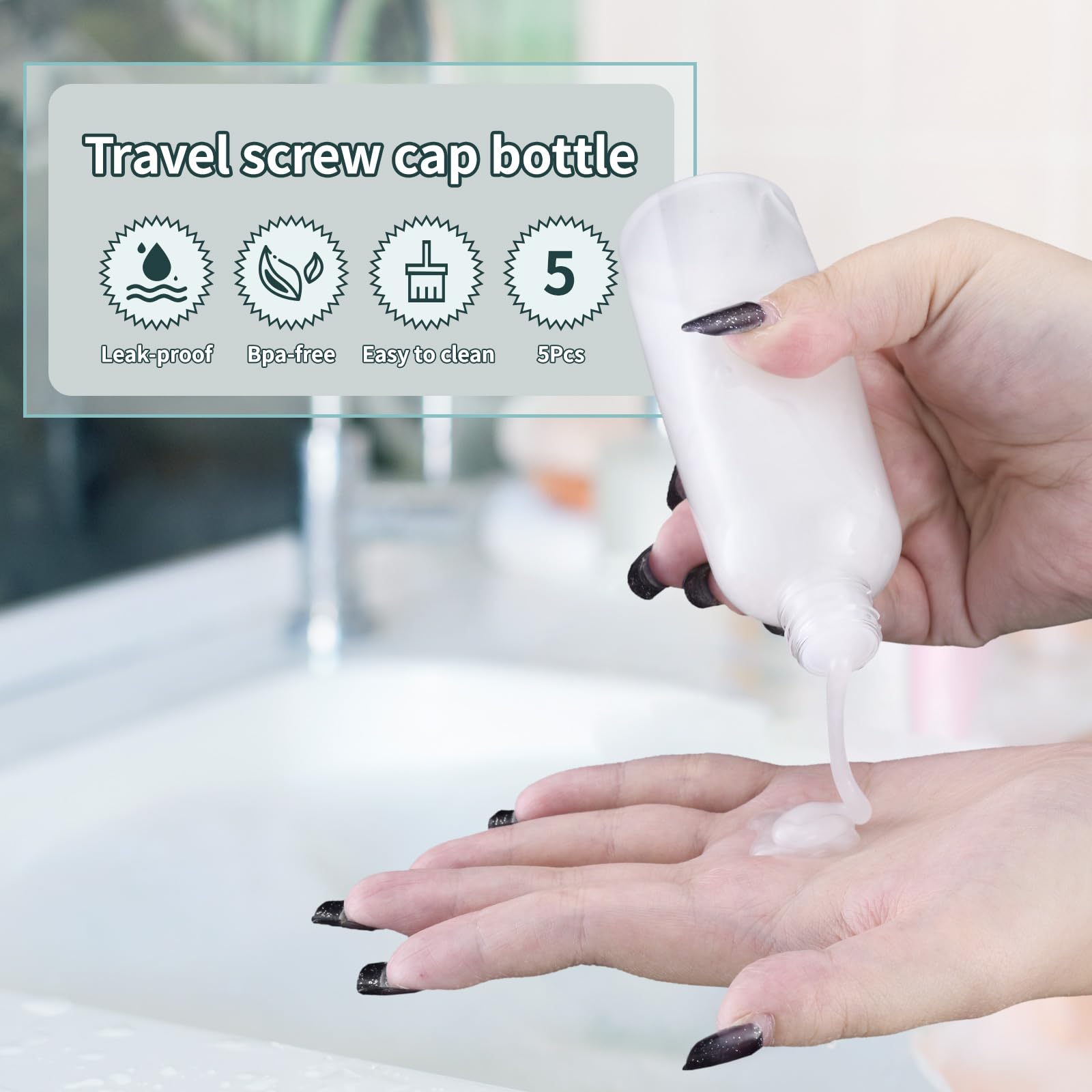 Tekson Reiseflaschen-Set – 5x 100 Ml, Transparent, BPA-frei, Mit Schraubverschluss, Auslaufsicher, Ideal Für Kosmetik Unterwegs