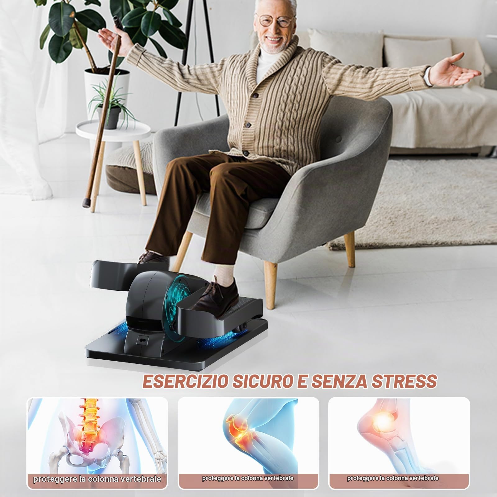 TODO Trainer Ellittico da Scrivania con Massaggi Fissi per i Piedi, Trainer Ellittico Elettrico per il Recupero Delle Gambe per Gli Anziani Pedalatore Seduto per Adolescenti e Adulti