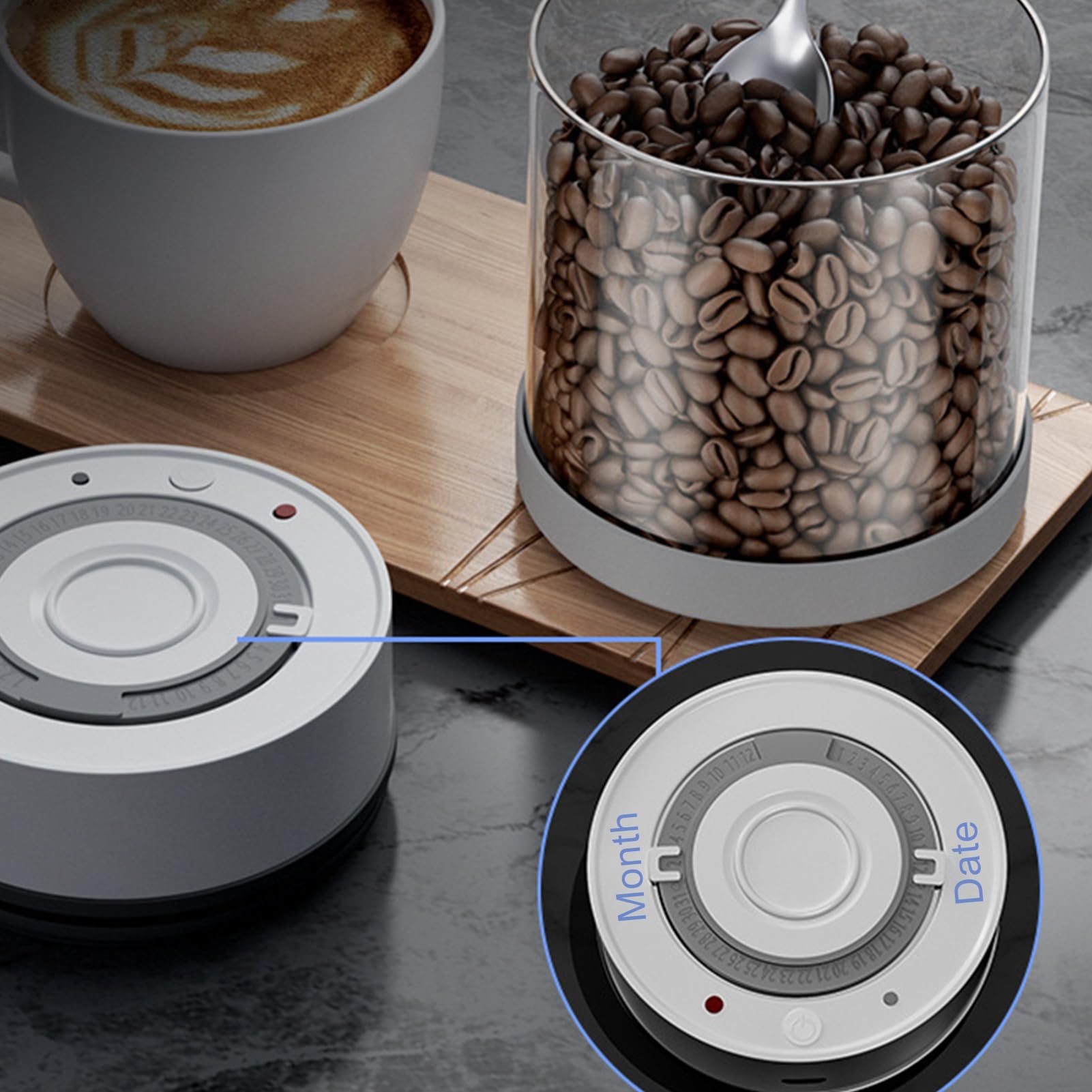 600/950 ml versiegelter Behälter mit hoher Kapazität, lebensmittelecht, automatischer Vakuum-Kaffeedose für Küche, luftdichtes Glas
