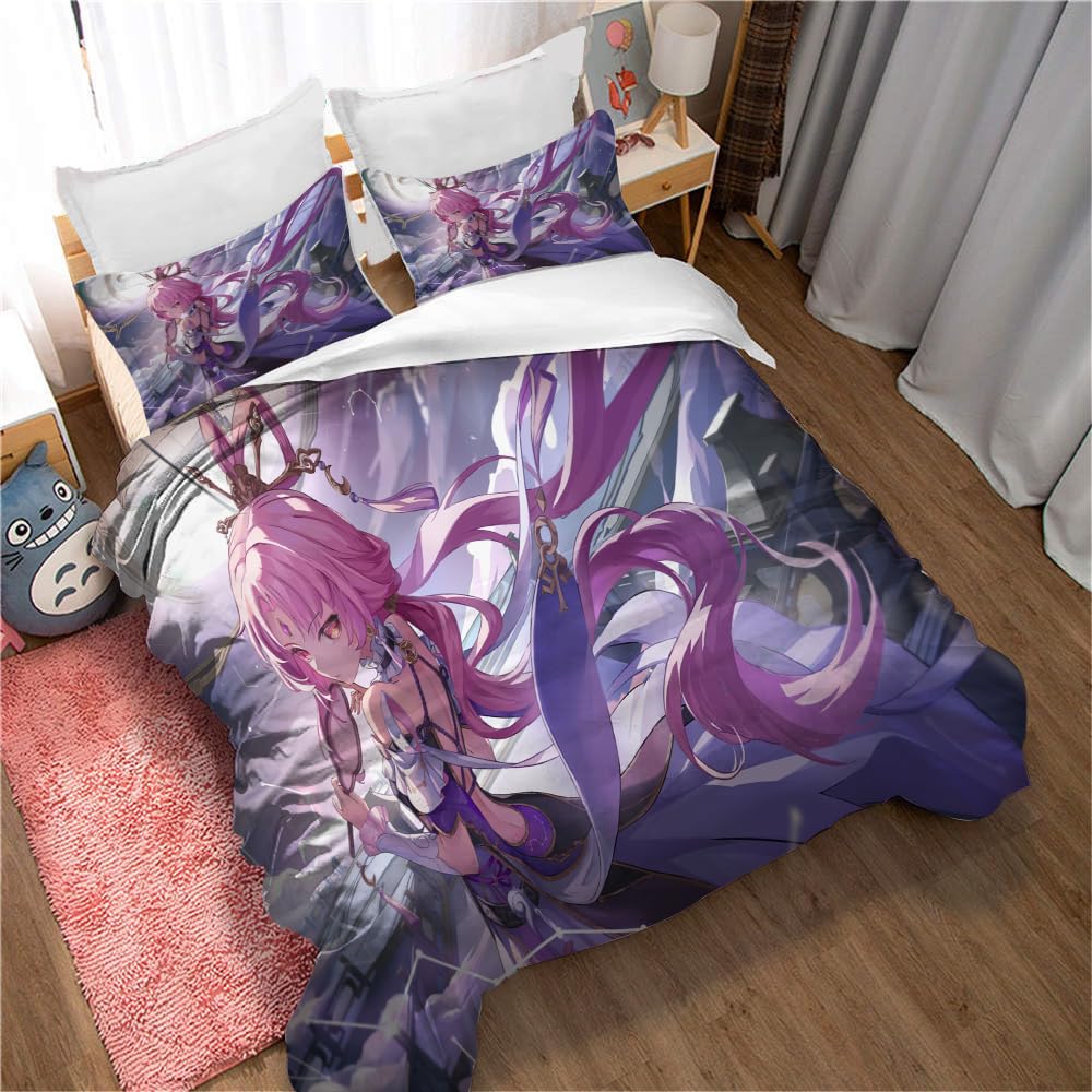 Honkai Star Rail Egyptian Cotton Bedding Set Duvet Cover Set Soft Queen Size Bedsheet Quilt Cover (200x200cm(Double),Star Rail 01)