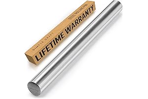 Simple Craft Premium 16" Rolling Pin; Smoothly Tapered Pro French; Stainless Steel