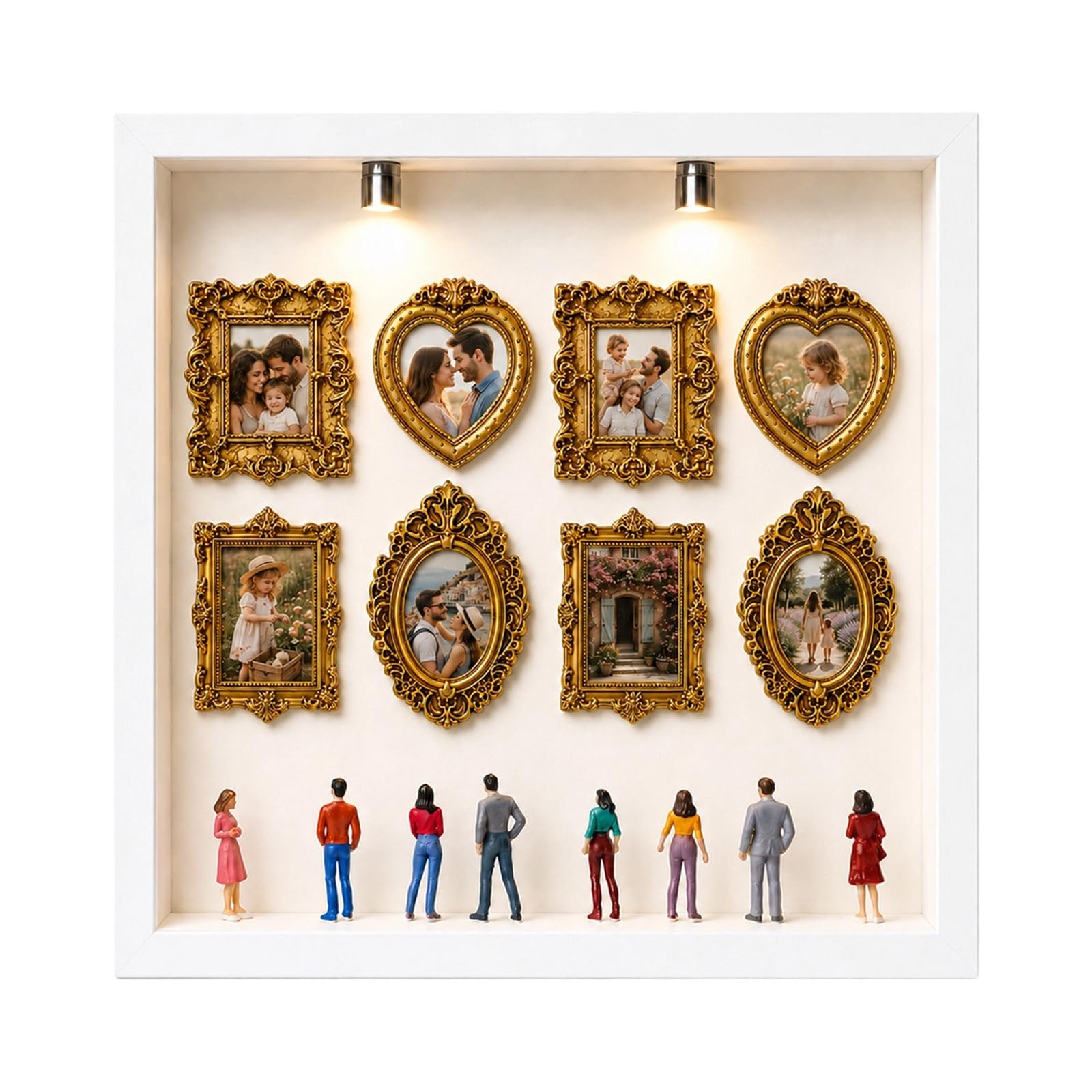 Personalize - Juego de cajas de siluetas de museos en miniatura | Caja de sombras con luz LED para decoración del hogar