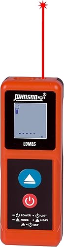 Johnson Level & Tool - Medidor de distancia láser LDM85, 85 pies, naranja, 1 medidor de distancia láser