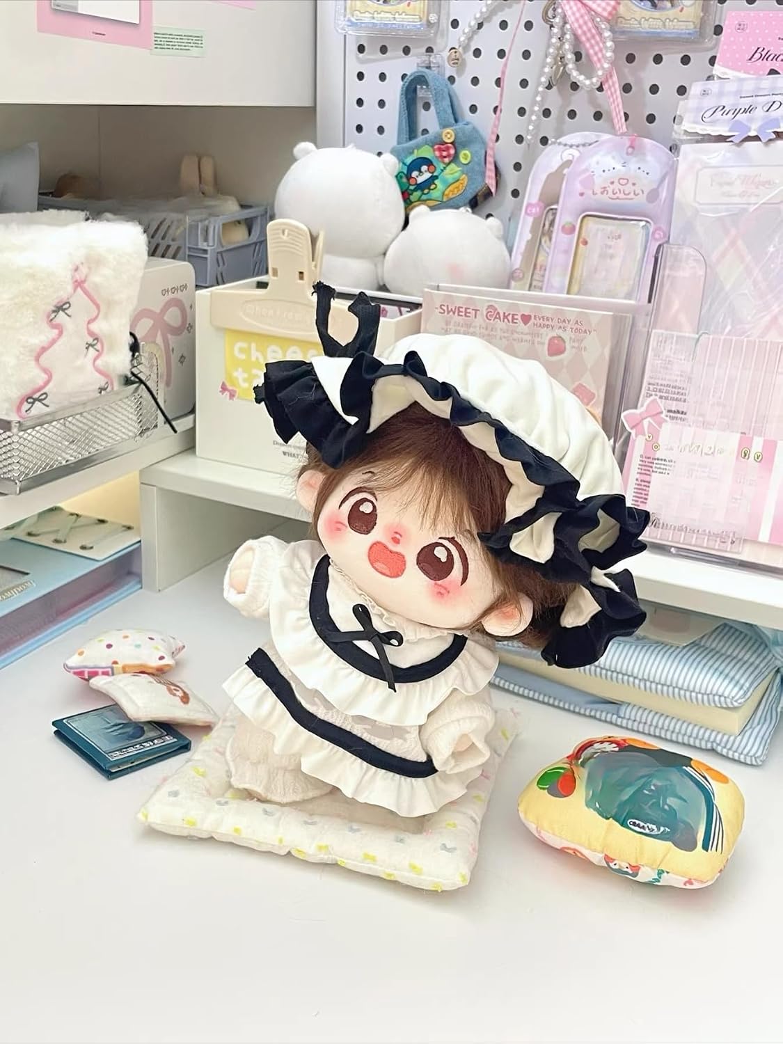 20cm Cotton Doll Pajama Outfit, 4 Piece Plush Doll Sleepwear Set Doll Clothes for Stuffed Doll