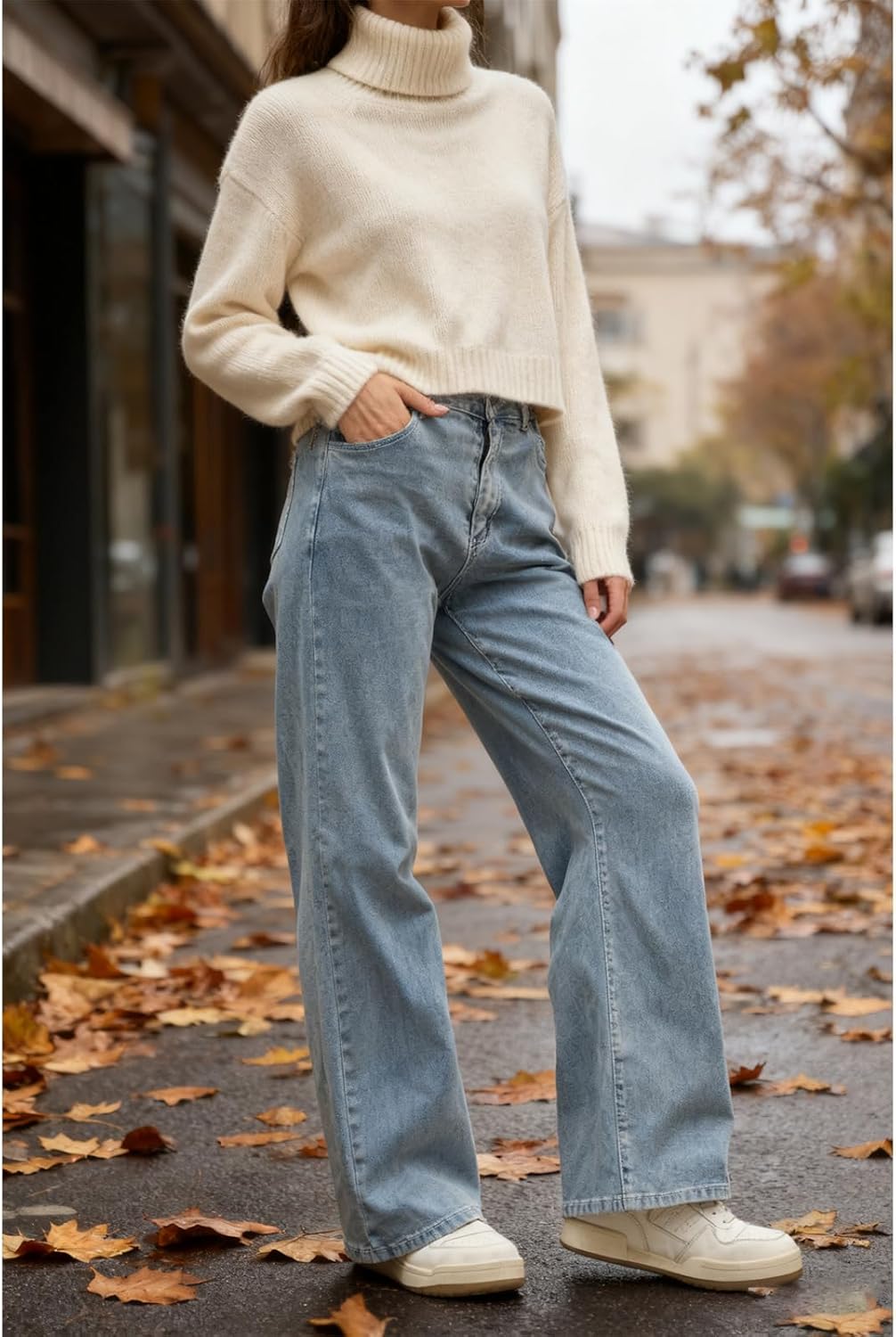 Baggy Wide Leg Jeans for Women - Elastic High Waisted Stretchy Tummy Control Boyfriend Denim Pants Trouser Trendy - Image 7