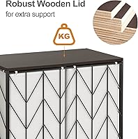 Vista 6 de WOWLIVE Cesta de lavandería con ruedas, cesta de lavandería resistente con tapa de madera, cesta de ropa con bolsa interior extraíble dividida