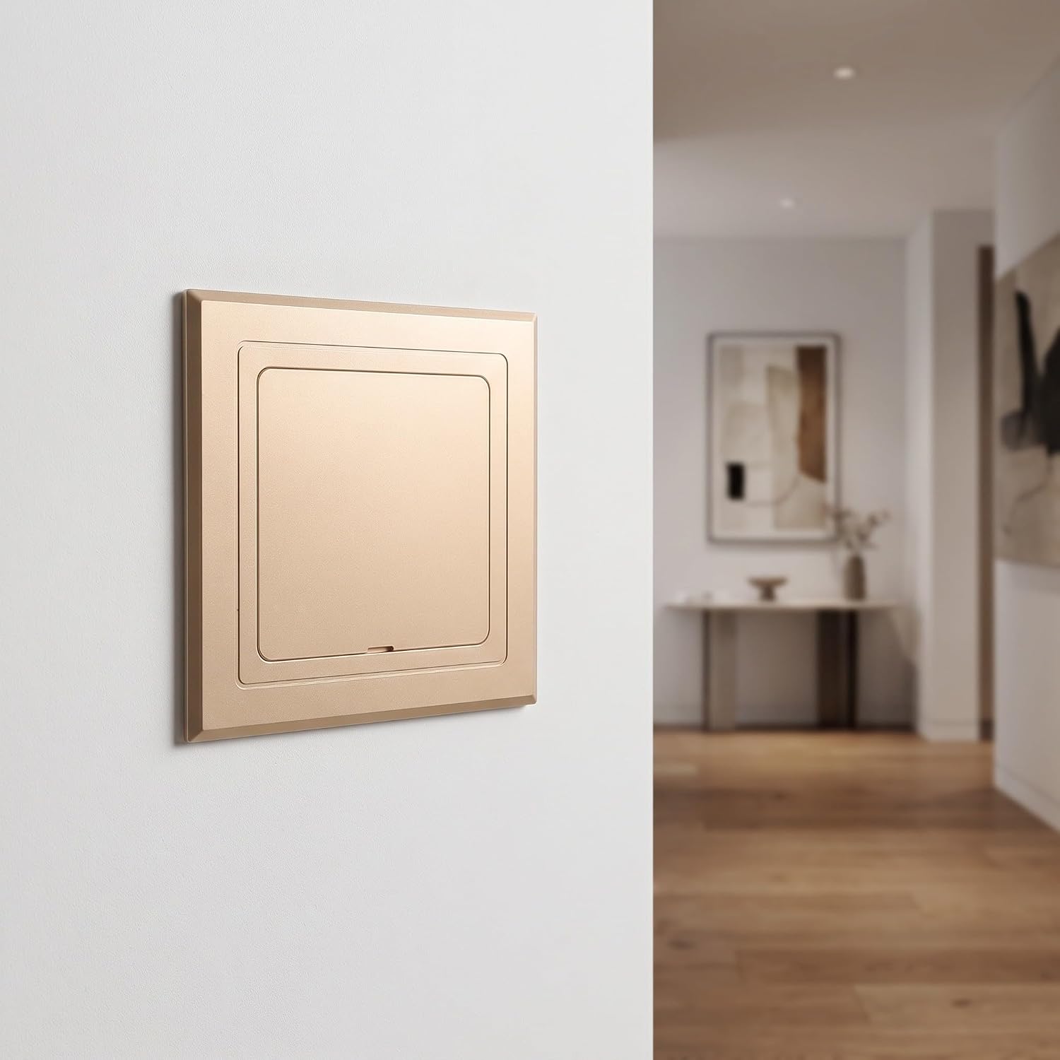 Square Abs Plumbing Access Panel Cover for Shower and Laundry, Easy Cleaning with Decorative Golden Surface, Allows Convenient Access to Plumbing, No Screw Installation