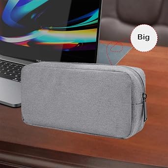CAAORDKSO Electronic Cable Organizer Bag, Travel Accessories Carry Case Portable Waterproof Electronics Organizer Case for Cable, Cord, Charger, Phone, Power Bank, Earphone (Big-Light Grey)